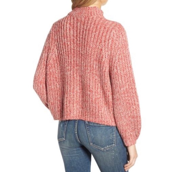 bp | Red Marled Puff Sleeve Cropped Sweater *NWT* - Picture 2 of 8
